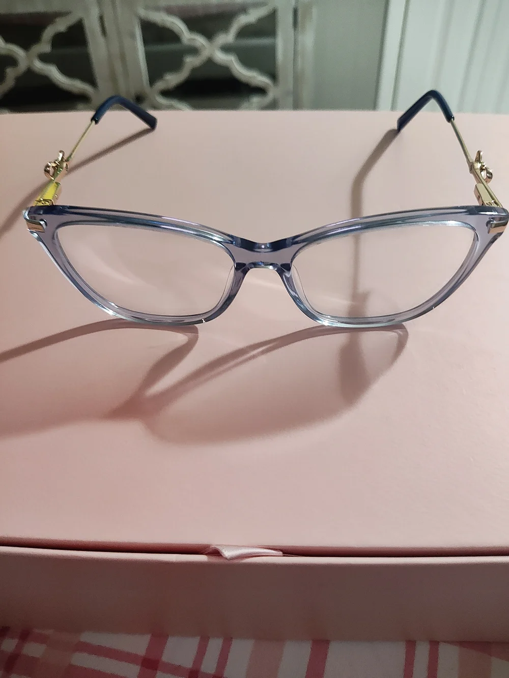 Women's Clear Blue Cat-Eye Fashion Glasses